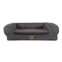 Grey Faux Linen Bolster Dog Sofa Bed